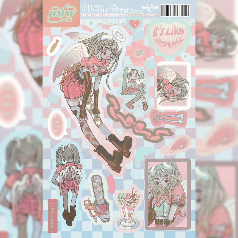Phim hoạt hình domi hàn quốc ngọt ngào cô gái mát mẻ nhân vật sticker tài khoản tay vỏ điện thoại tự làm nhãn dán trang trí