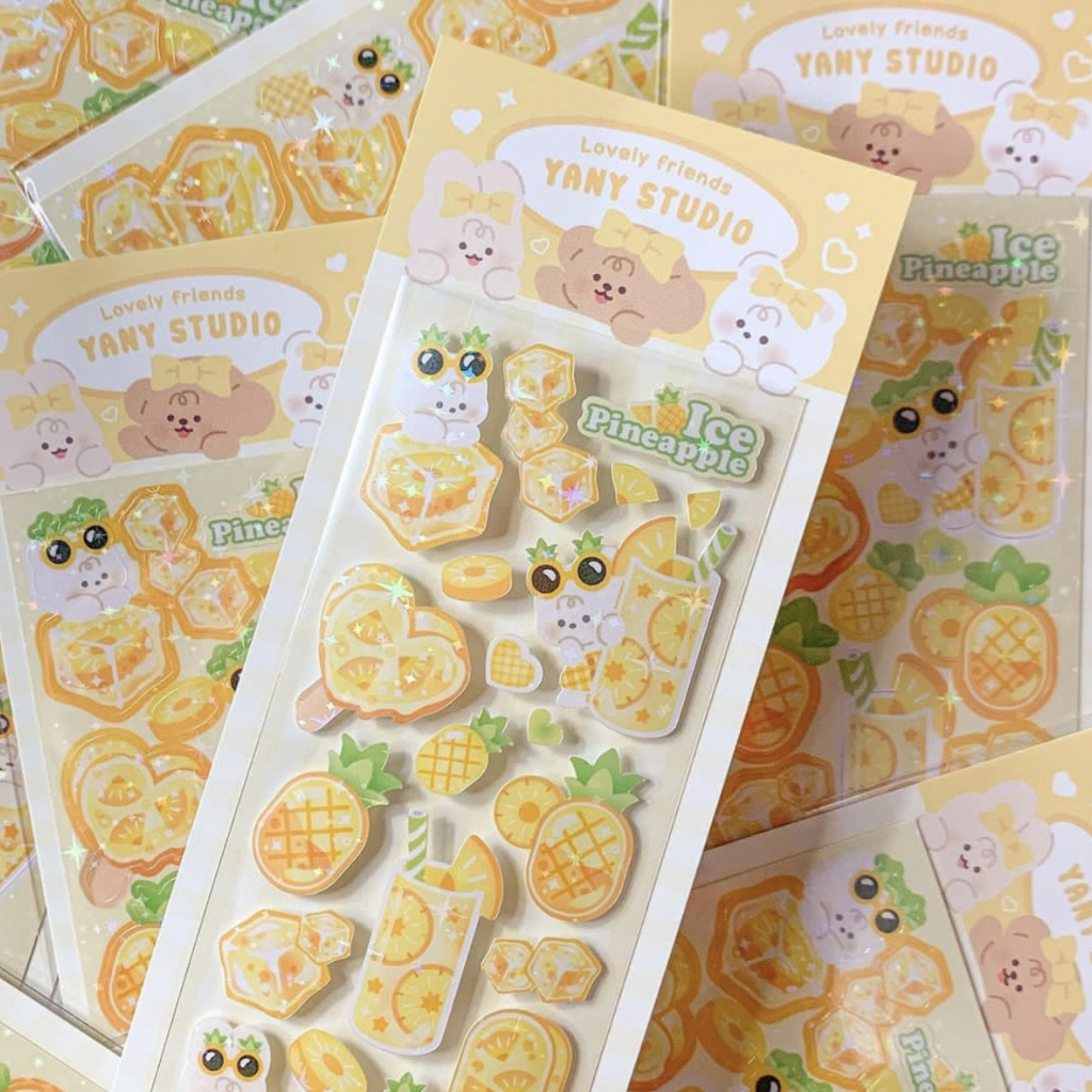 Hàn quốc yany laser dễ thương phim hoạt hình động vật nhãn dán tự làm thẻ ảnh tài khoản tay nhãn dán trang trí