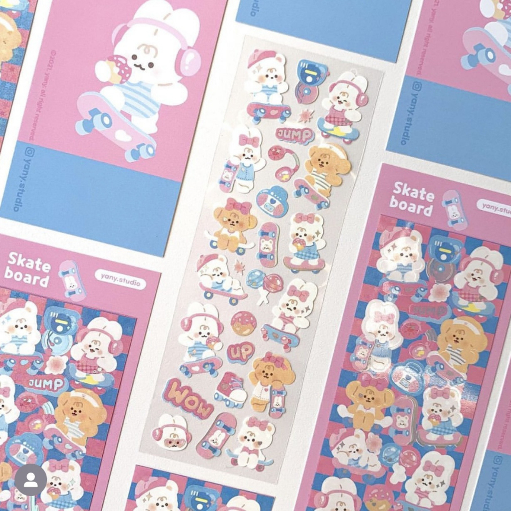 Hàn quốc yany laser dễ thương phim hoạt hình động vật nhãn dán tự làm thẻ ảnh tài khoản tay nhãn dán trang trí