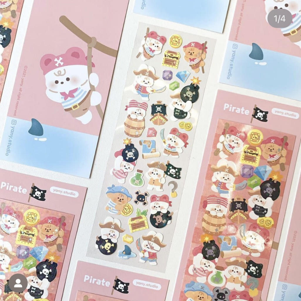 Hàn quốc yany laser dễ thương phim hoạt hình động vật nhãn dán tự làm thẻ ảnh tài khoản tay nhãn dán trang trí
