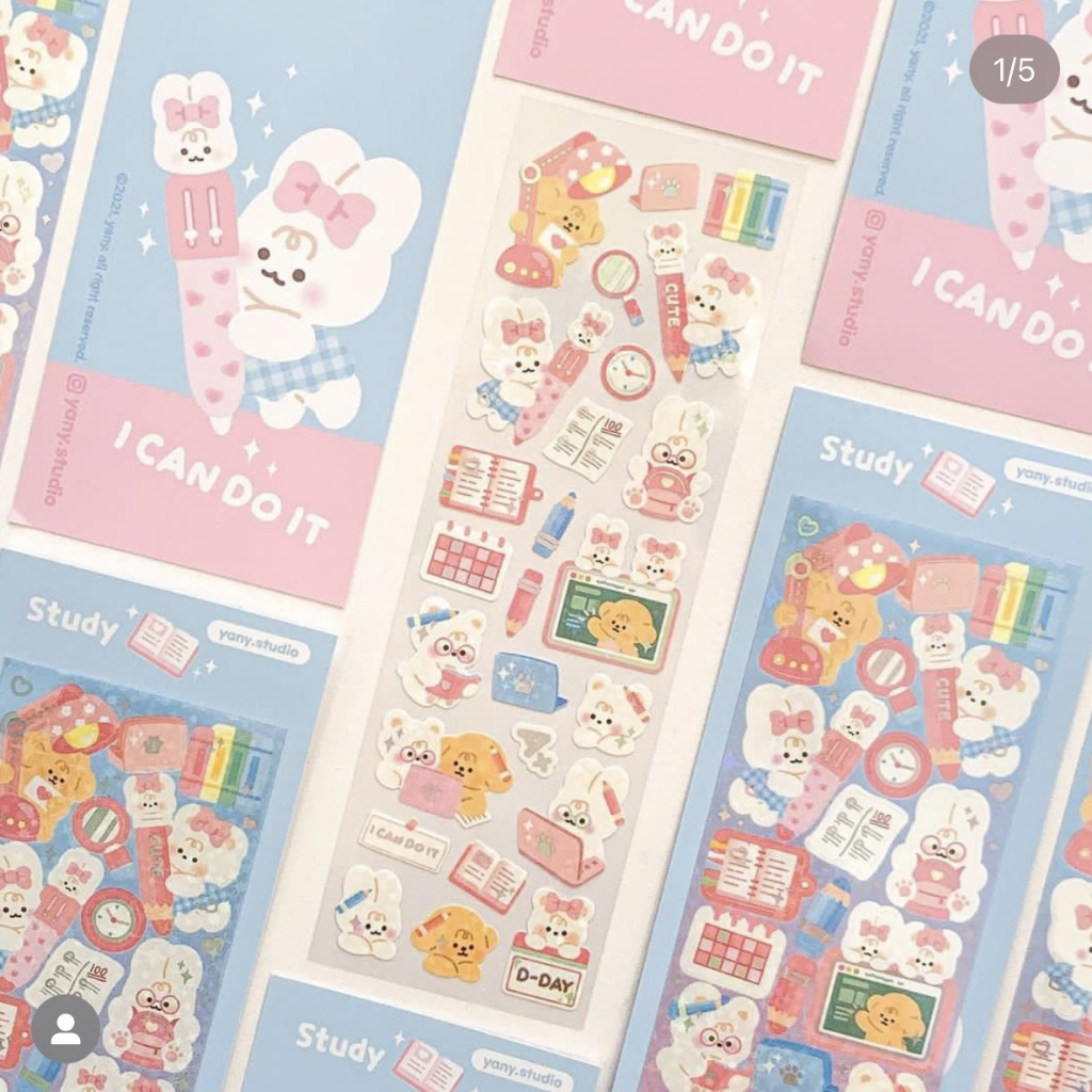 Hàn quốc yany laser dễ thương phim hoạt hình động vật nhãn dán tự làm thẻ ảnh tài khoản tay nhãn dán trang trí