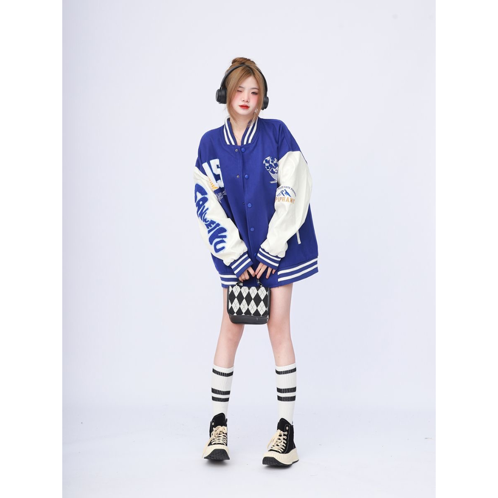 Áo Khoác Bóng Chày Thêu Họa Tiết Đường Phố Mỹ S15 Thời Trang Cá Tính