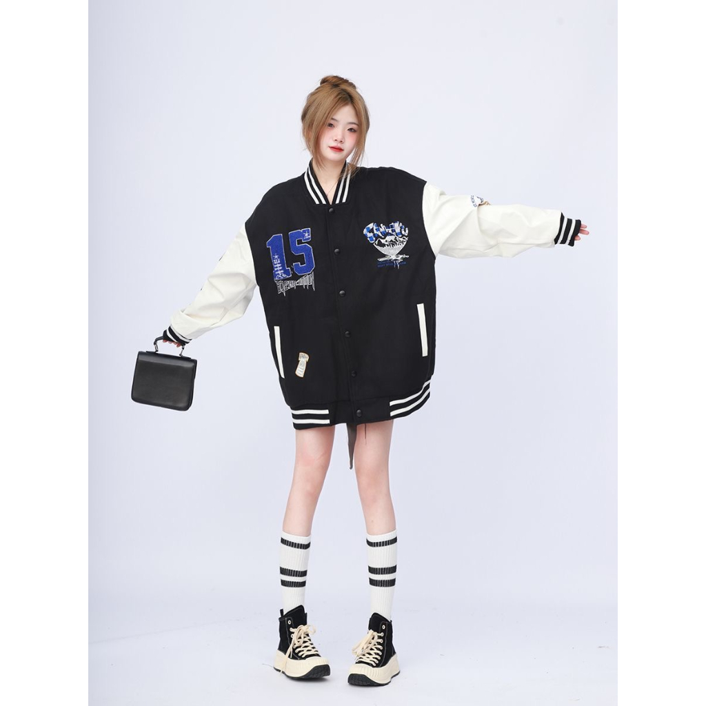 Áo Khoác Bóng Chày Thêu Họa Tiết Đường Phố Mỹ S15 Thời Trang Cá Tính