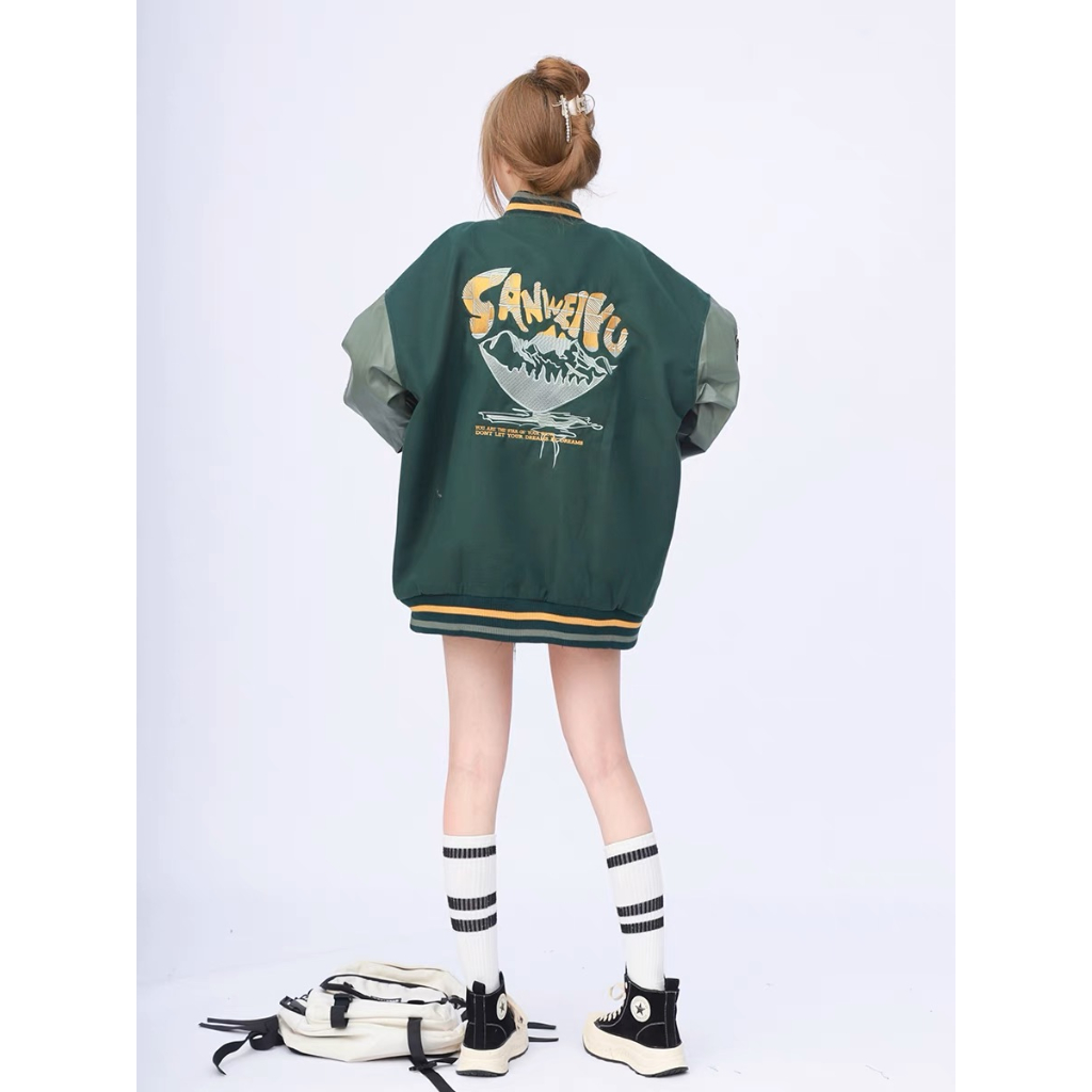 Áo Khoác Bóng Chày Thêu Họa Tiết Đường Phố Mỹ S15 Thời Trang Cá Tính