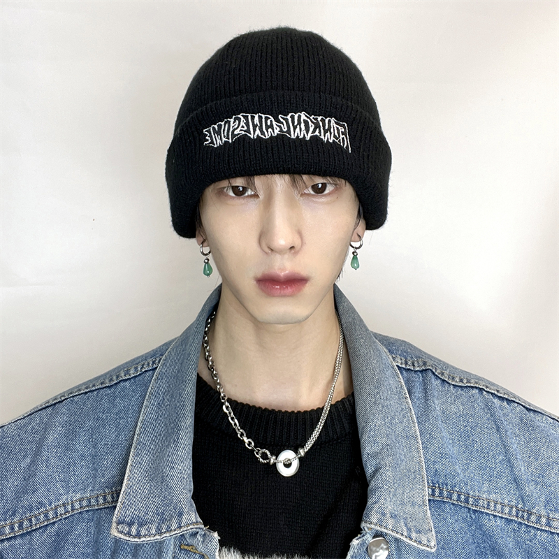 Mũ Len Rộng Vành 808hattrick Màu Trắng Đen In Chữ Giữ Ấm Mùa Đông