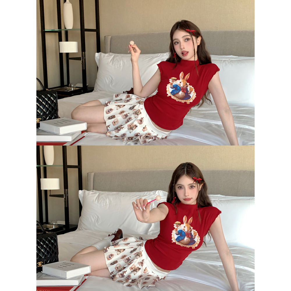 Áo Thun In Hình Thỏ Xinh Xắn Cho Nữ