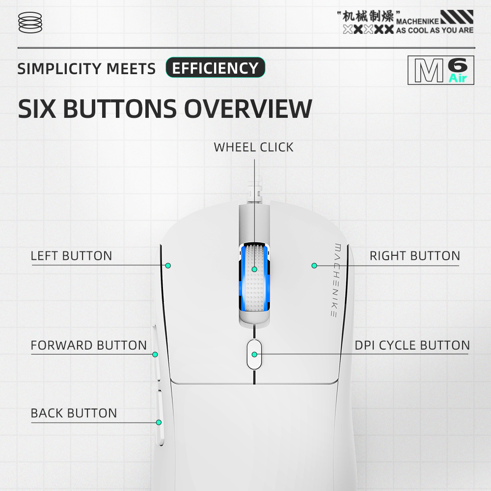 Chuột Quang Gaming M6 Air 500Hz 6 NúT BấM Cho Laptop / PC
