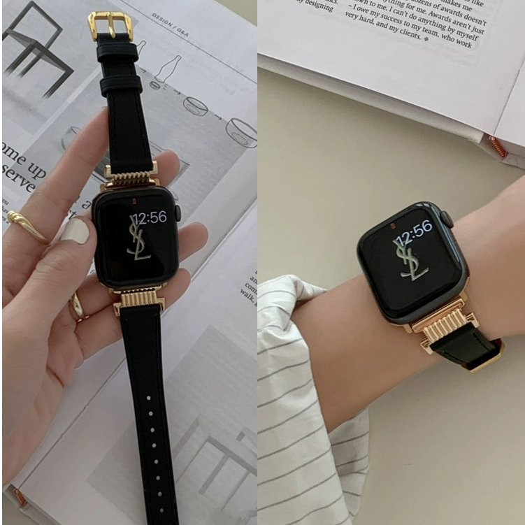 Dây Đeo Bằng Da Có Khóa Kim Loại Cho Đồng Hồ Thông Minh iWatch Series 8 7 6 5 4 3 2 SE S8 Ultra 49 38 40 41 42 44 45mm