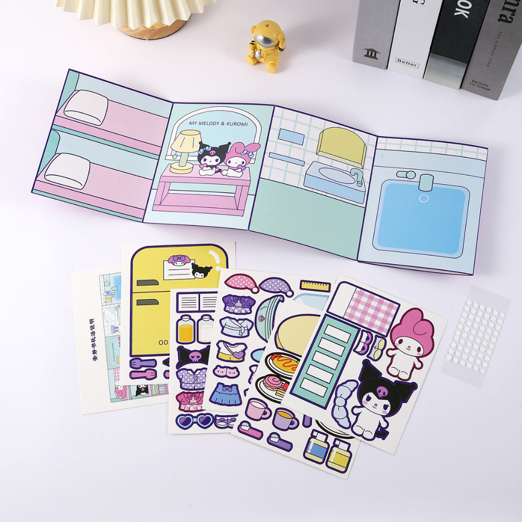 Sanrio quiet book kuromi melody sticker book đồ chơi giải nén dành cho trẻ em handmade diy semi-finished product material sg090