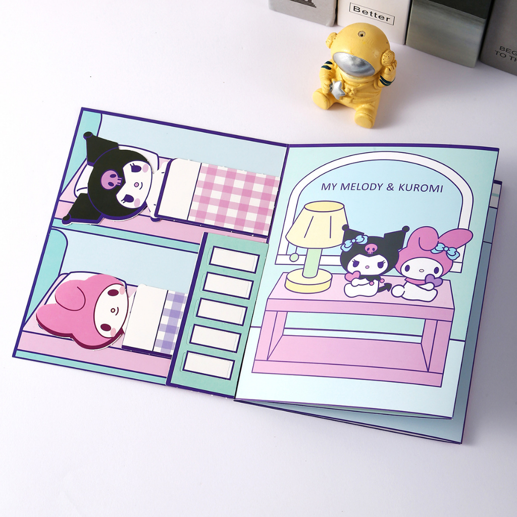 Sanrio quiet book kuromi melody sticker book đồ chơi giải nén dành cho trẻ em handmade diy semi-finished product material sg090