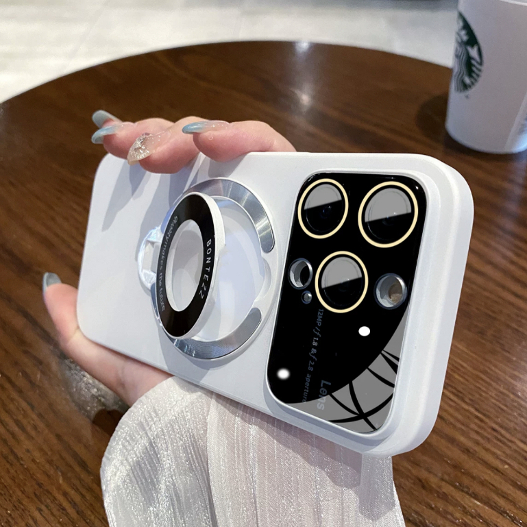 Ốp Điện Thoại PC Cứng Có Giá Đỡ + Cửa Sổ Lớn Màu Cam Cho compatible for iPhone 12 pro 13 14 pro max