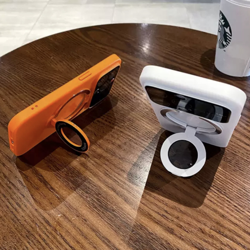 Ốp Điện Thoại PC Cứng Có Giá Đỡ + Cửa Sổ Lớn Màu Cam Cho compatible for iPhone 12 pro 13 14 pro max