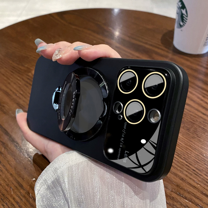 Ốp Điện Thoại PC Cứng Có Giá Đỡ + Cửa Sổ Lớn Màu Cam Cho compatible for iPhone 12 pro 13 14 pro max