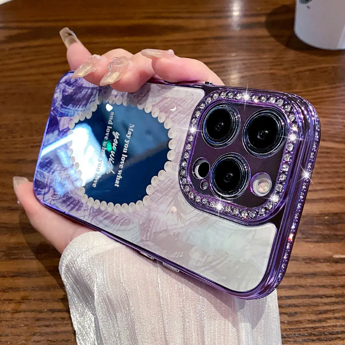 Ốp Điện Thoại Cứng Tráng Gương In Họa Tiết Kim Cương Cho compatible for iPhone 12 13 14 pro max