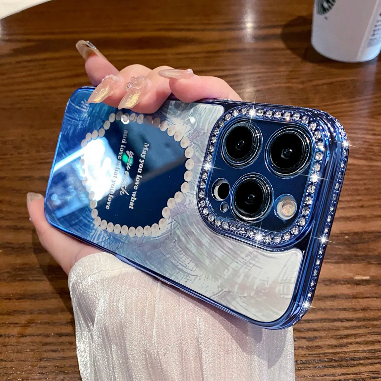 Ốp Điện Thoại Cứng Tráng Gương In Họa Tiết Kim Cương Cho compatible for iPhone 12 13 14 pro max