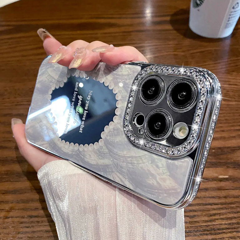 Ốp Điện Thoại Cứng Tráng Gương In Họa Tiết Kim Cương Cho compatible for iPhone 12 13 14 pro max