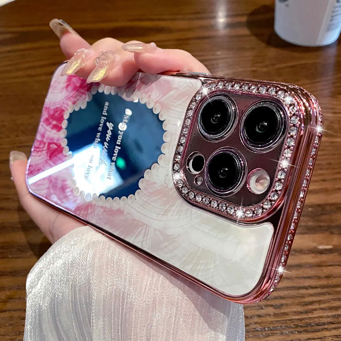 Ốp Điện Thoại Cứng Tráng Gương In Họa Tiết Kim Cương Cho compatible for iPhone 12 13 14 pro max