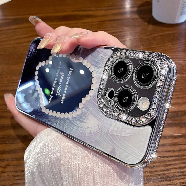 Ốp Điện Thoại Cứng Tráng Gương In Họa Tiết Kim Cương Cho compatible for iPhone 12 13 14 pro max