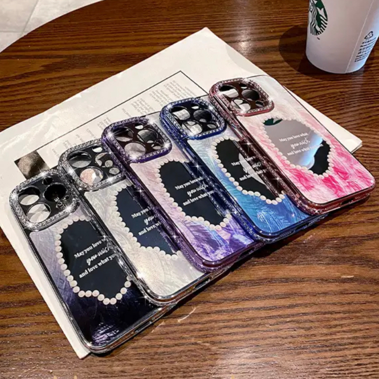 Ốp Điện Thoại Cứng Tráng Gương In Họa Tiết Kim Cương Cho compatible for iPhone 12 13 14 pro max