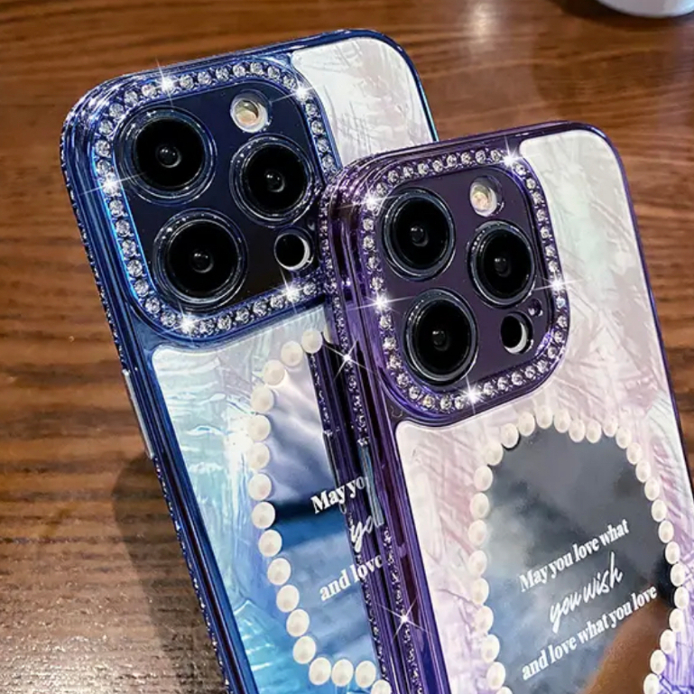 Ốp Điện Thoại Cứng Tráng Gương In Họa Tiết Kim Cương Cho compatible for iPhone 12 13 14 pro max