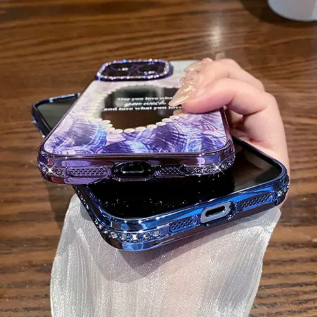 Ốp Điện Thoại Cứng Tráng Gương In Họa Tiết Kim Cương Cho compatible for iPhone 12 13 14 pro max