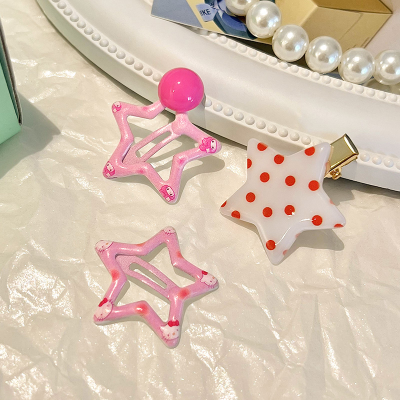 Set 3 Kẹp Tóc mini Hình Ngôi Sao / Chấm Bi Dễ Thương Cho Bé Gái