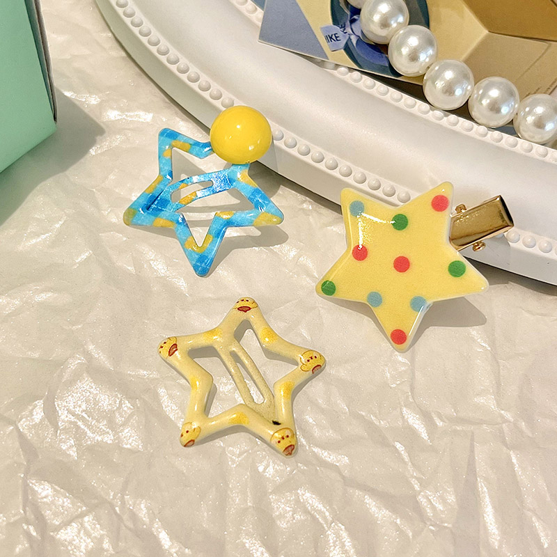 Set 3 Kẹp Tóc mini Hình Ngôi Sao / Chấm Bi Dễ Thương Cho Bé Gái
