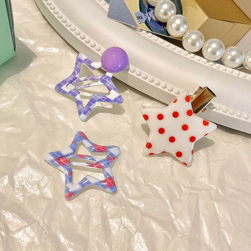 Set 3 Kẹp Tóc mini Hình Ngôi Sao / Chấm Bi Dễ Thương Cho Bé Gái