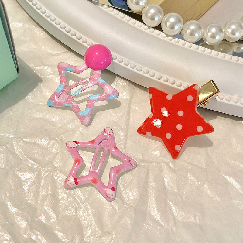 Set 3 Kẹp Tóc mini Hình Ngôi Sao / Chấm Bi Dễ Thương Cho Bé Gái