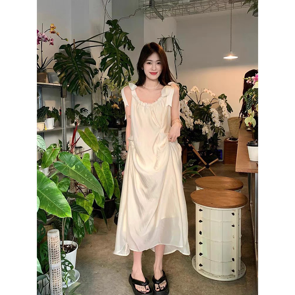 IELGY Đầm Hai Dây Dáng Dài Vừa Thời Trang Pháp Thanh Lịch Cho Nữ