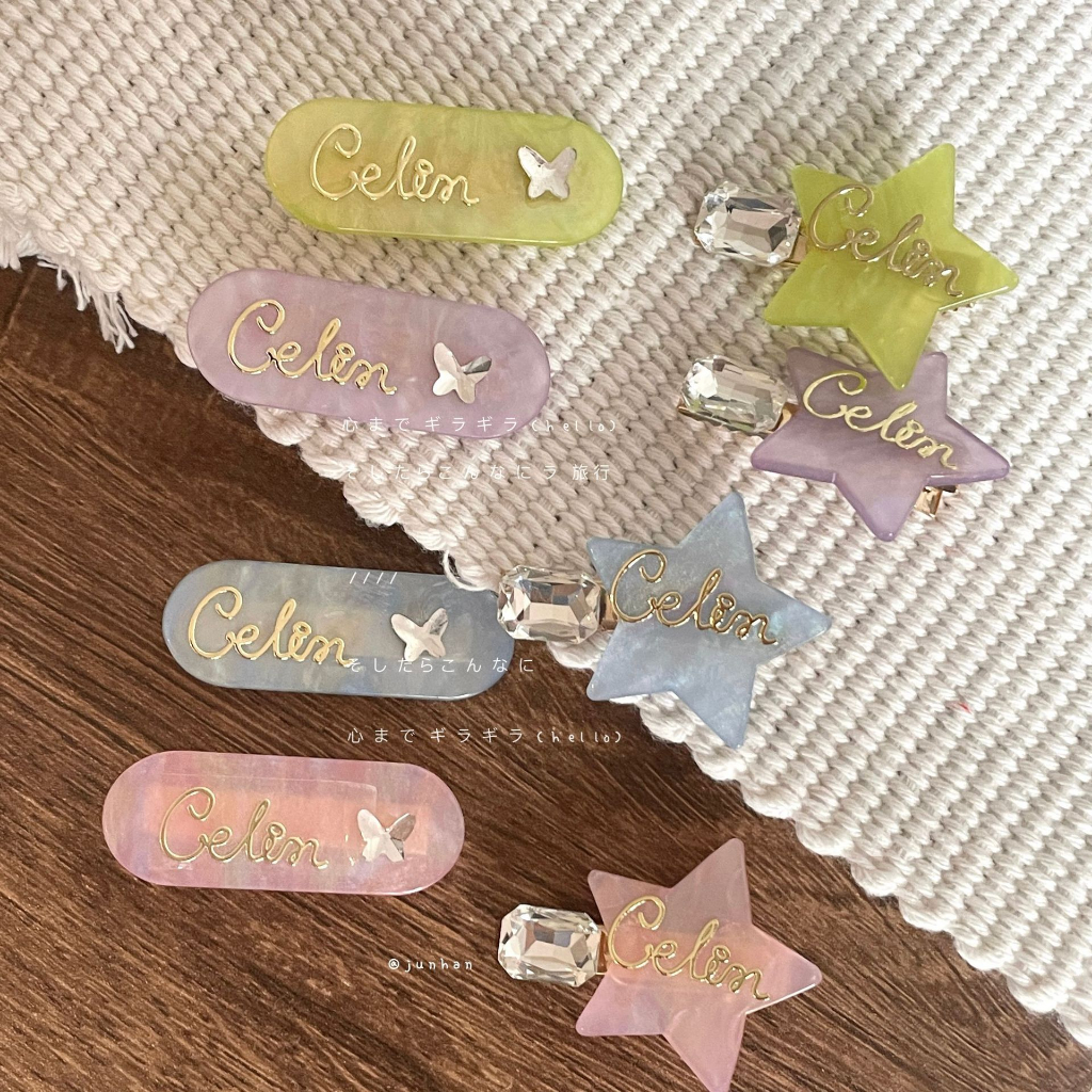 Kẹp Tóc Hình oval / Chữ Cái / Bướm Bằng acrylic Đính Kim Cương Màu acetate Thời Trang Mùa Hè Dễ Thương Cho Nữ