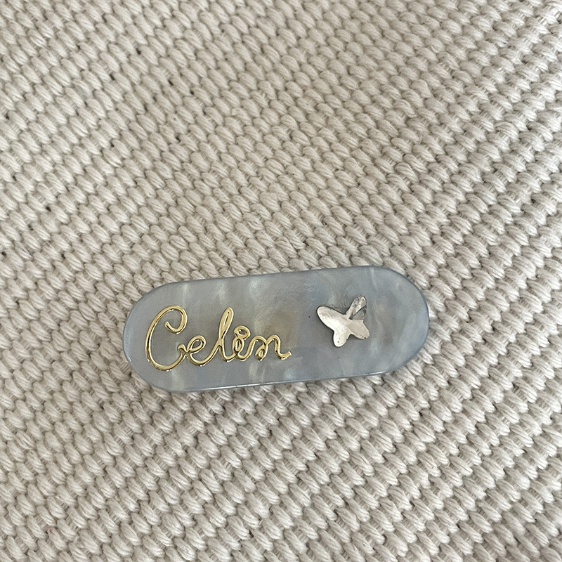 Kẹp Tóc Hình oval / Chữ Cái / Bướm Bằng acrylic Đính Kim Cương Màu acetate Thời Trang Mùa Hè Dễ Thương Cho Nữ