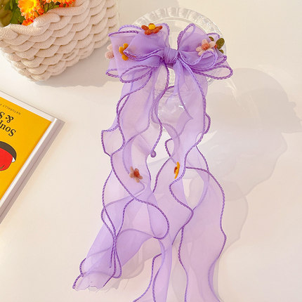 Kẹp Tóc Nơ Tua Rua Dễ Thương Phong Cách Hàn Quốc Cho Bé Gái