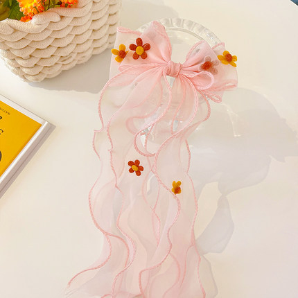 Kẹp Tóc Nơ Tua Rua Dễ Thương Phong Cách Hàn Quốc Cho Bé Gái