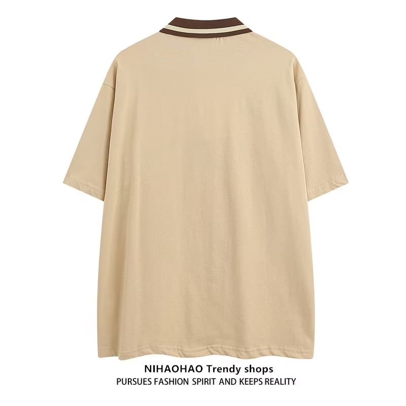 Áo Thun Ngắn Tay Form Rộng Thêu Chữ Phong Cách Retro Mỹ Cho Nam Nữ