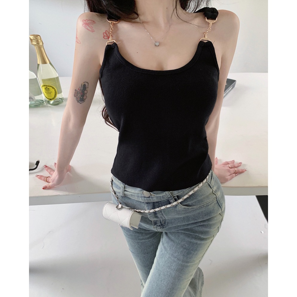 Áo Lửng Hai Dây Phong Cách Hàn Quốc Thời Trang Mùa Hè Quyến Rũ Cho Nữ