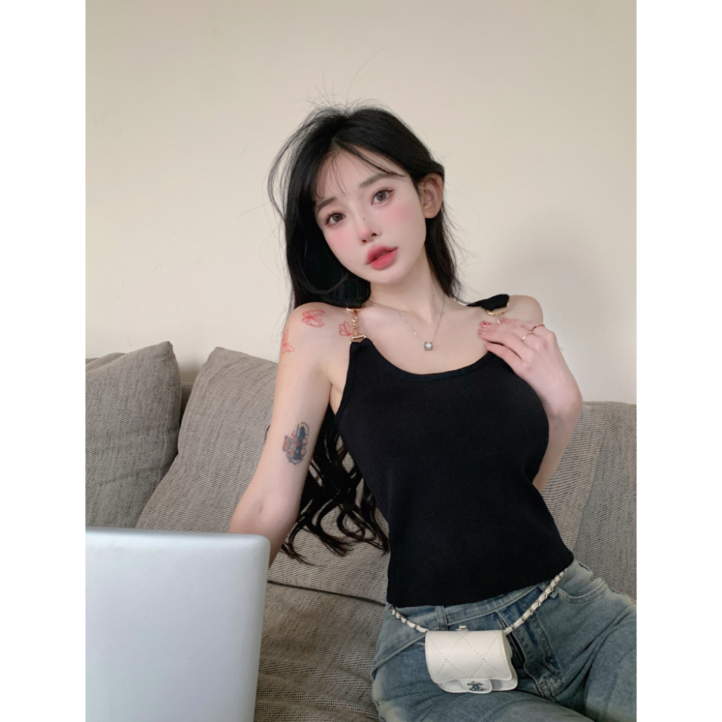 Áo Lửng Hai Dây Phong Cách Hàn Quốc Thời Trang Mùa Hè Quyến Rũ Cho Nữ