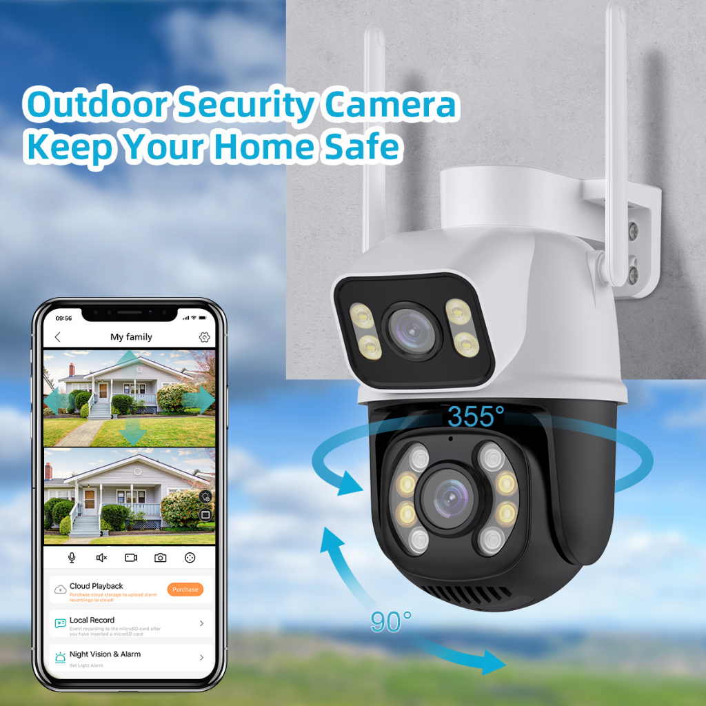 LLSEE, camera icsee 2 mắt ngoài trời, zoom 5X, camera wifi không dây 360 độ xoay, 8MP, 4K, tầm nhìn ban đêm đầy màu sắc, không thấm nước, cuộc gọi hai chiều