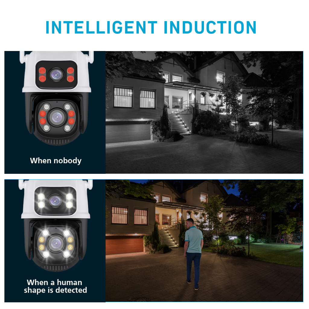 LLSEE, camera icsee 2 mắt ngoài trời, zoom 5X, camera wifi không dây 360 độ xoay, 8MP, 4K, tầm nhìn ban đêm đầy màu sắc, không thấm nước, cuộc gọi hai chiều
