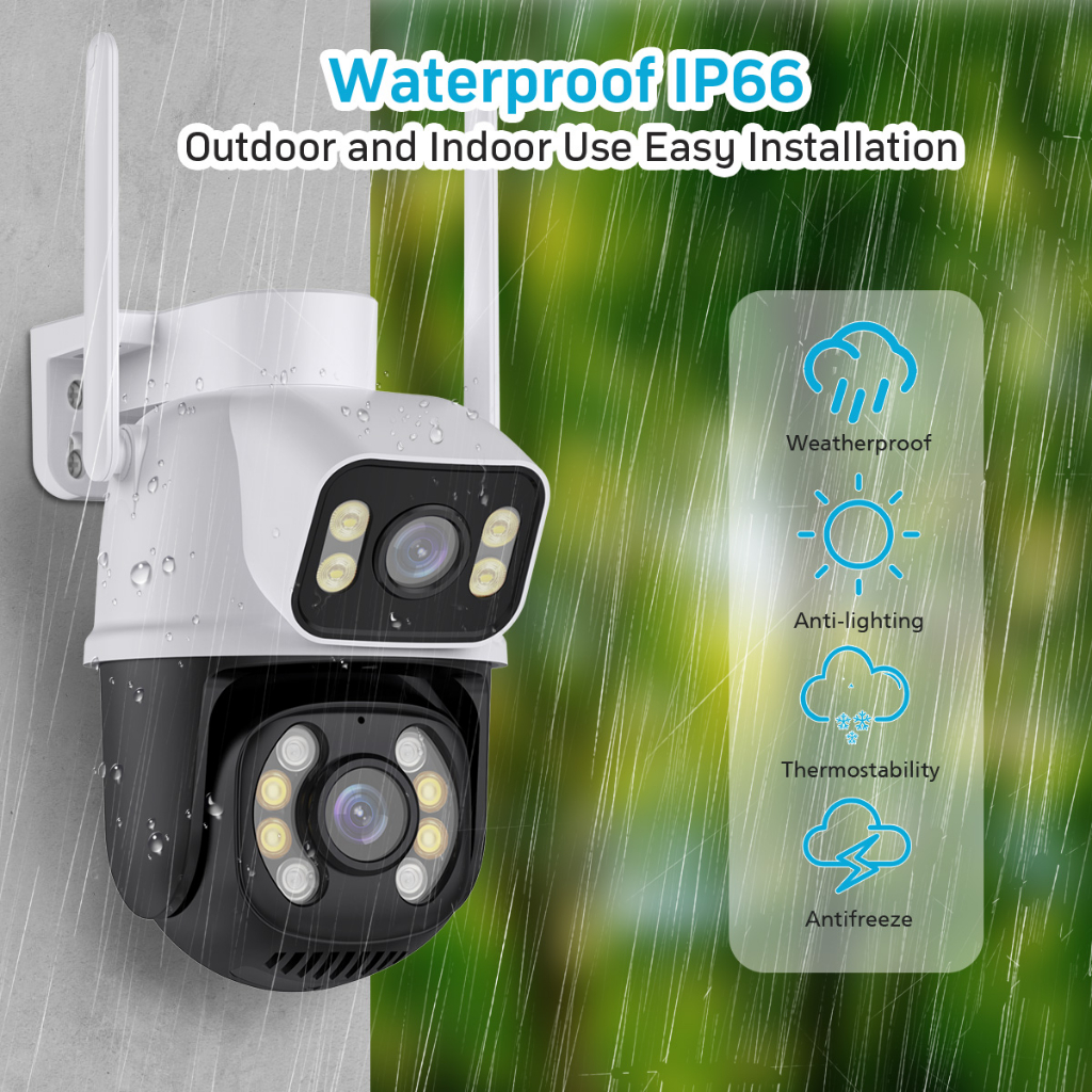LLSEE, camera icsee 2 mắt ngoài trời, zoom 5X, camera wifi không dây 360 độ xoay, 8MP, 4K, tầm nhìn ban đêm đầy màu sắc, không thấm nước, cuộc gọi hai chiều