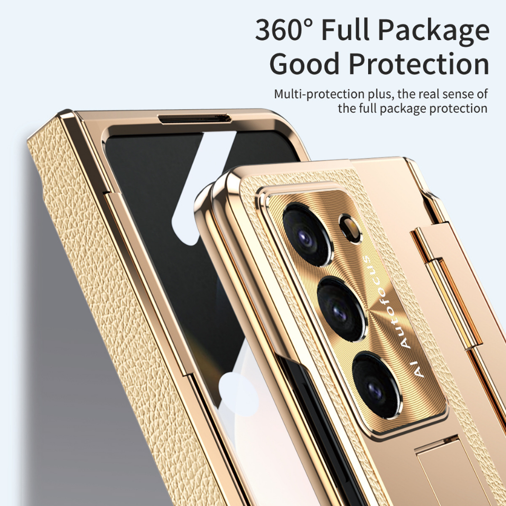 Ốp Điện Thoại Da Màu Trơn Chống Rơi Cho Samsung Galaxy Z Fold 5 FOLD4 5G