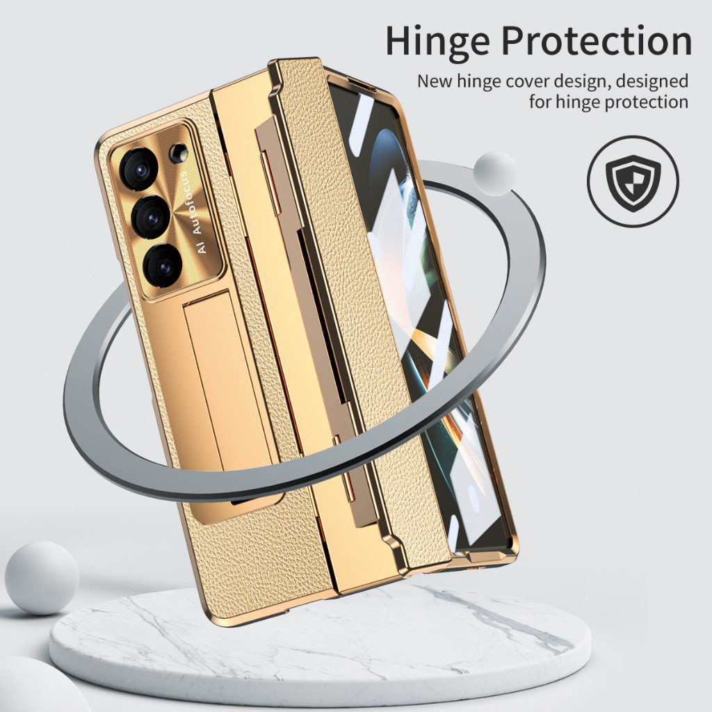 Ốp Điện Thoại Da Màu Trơn Chống Rơi Cho Samsung Galaxy Z Fold 5 FOLD4 5G