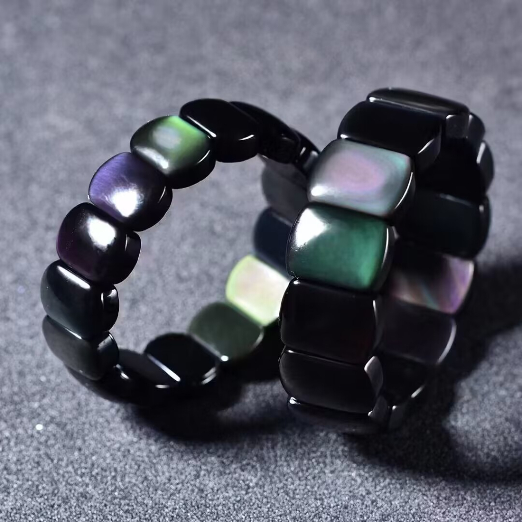 Vòng Tay Đá Obsidian Tự Nhiên Màu Cầu Vồng May Mắn An Toàn Cho Nam Và Nữ