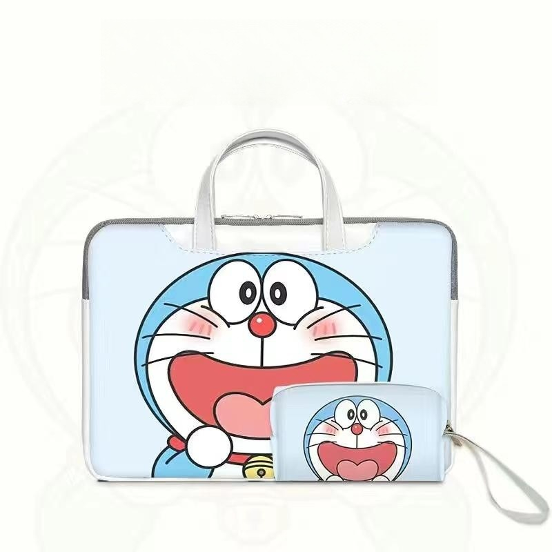 ⭐️With Power Pack + trolley strap⭐️PU waterproof laptop bag Sleeve Laptop Case Cute Doraemon 12 13 14 15 inch 15.6inches Cartoons Briefcases