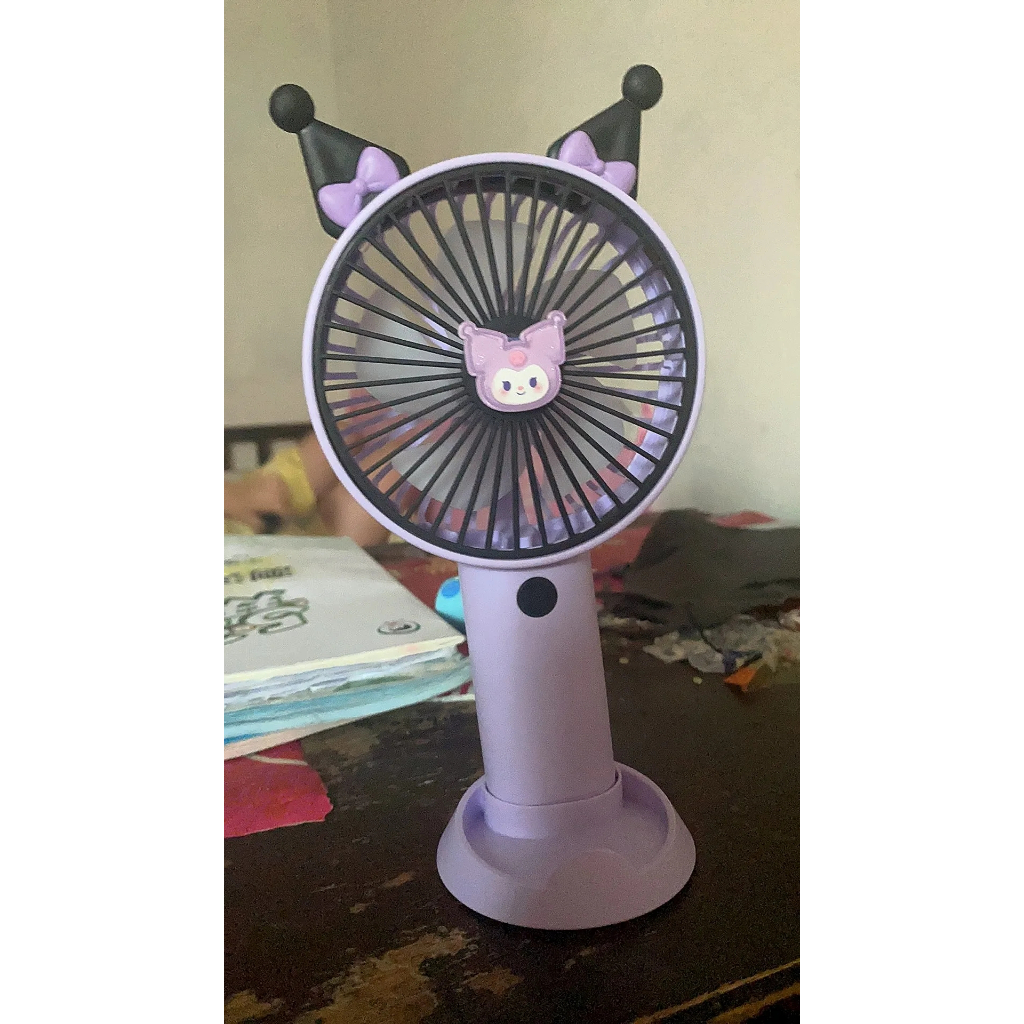 Quạt Sạc USB Cầm Tay Để Bàn Hình Kuromi Cún Melody Tai To Dễ Thương
