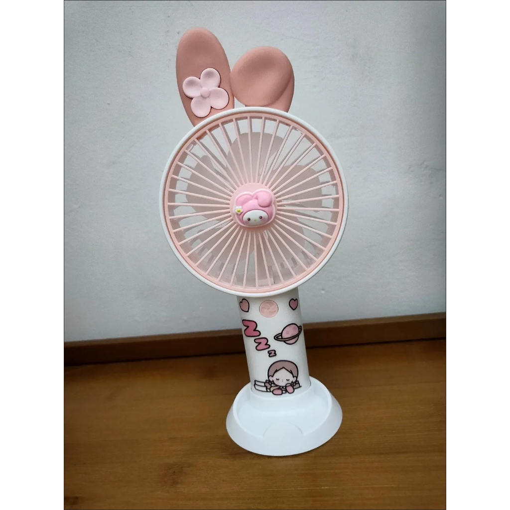 Quạt Sạc USB Cầm Tay Để Bàn Hình Kuromi Cún Melody Tai To Dễ Thương