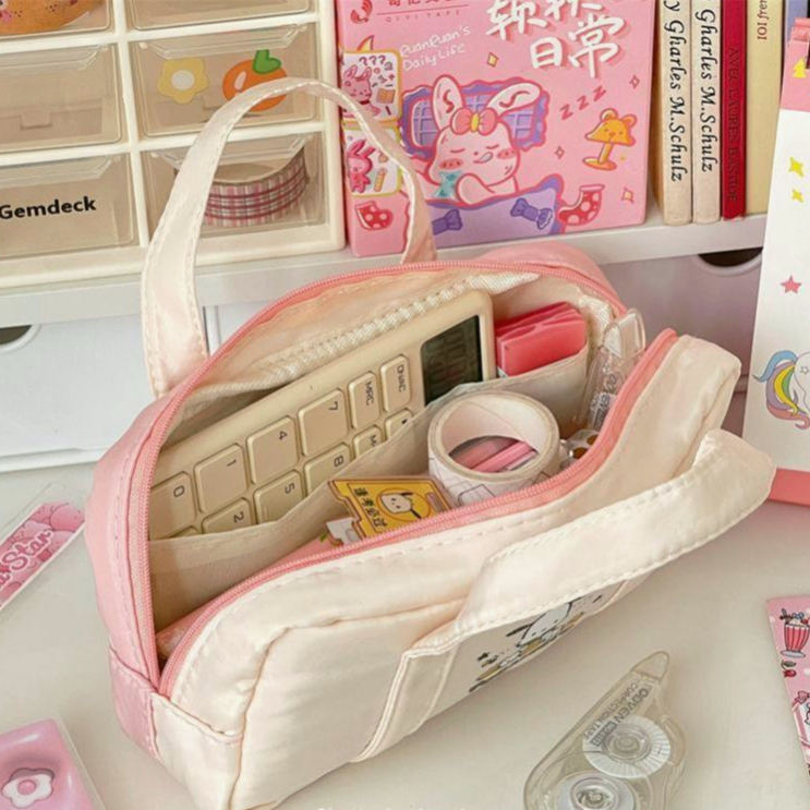 Túi Đựng Bút Chì / Mỹ Phẩm Sức Chứa Lớn Hình Chú Chó Hoạt Hình Dễ Thương