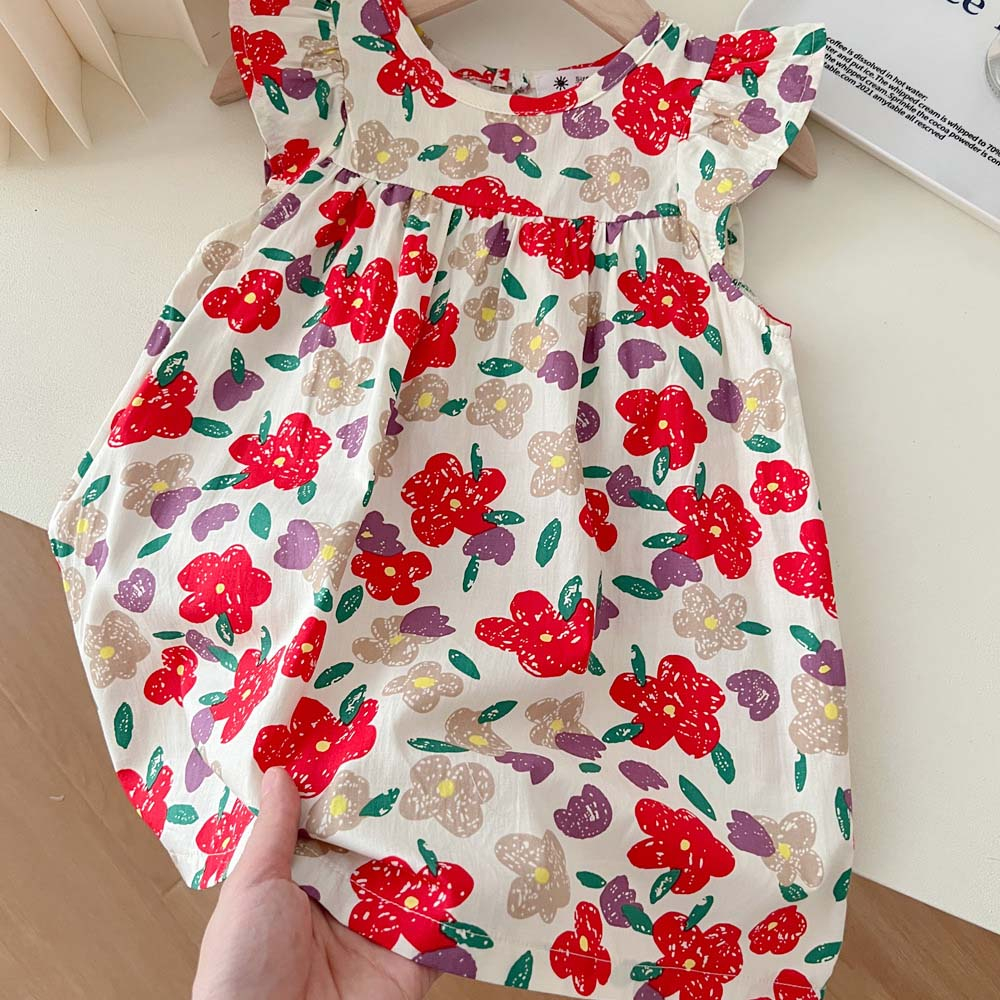 BEAR LEADER Đầm Công Chúa Mùa Hè 2023 Tay Bay In Họa Tiết Hoa Phong Cách Hàn Quốc Mới Cho Bé Gái 3-7 Tuổi