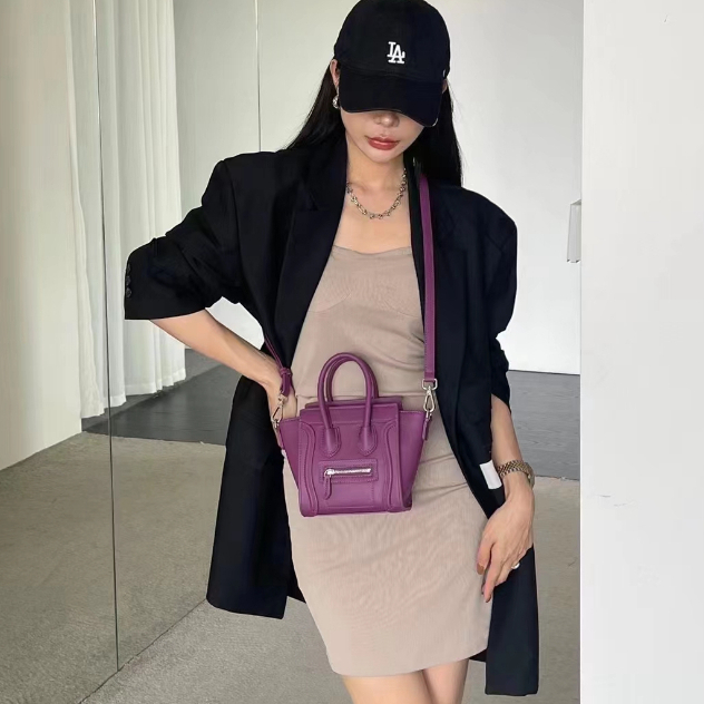 Túi Đeo Chéo Da Bò Họa Tiết Mặt Cười Cá Tính Cho Nữ777777-8128