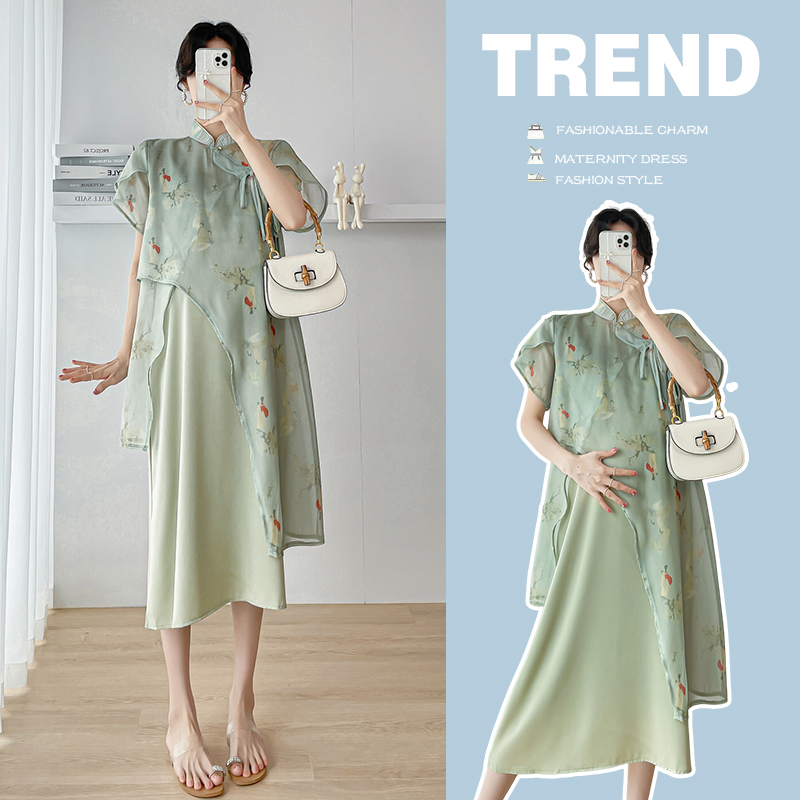 Đầm Sườn Xám Plus Size Cho Mẹ Bầu